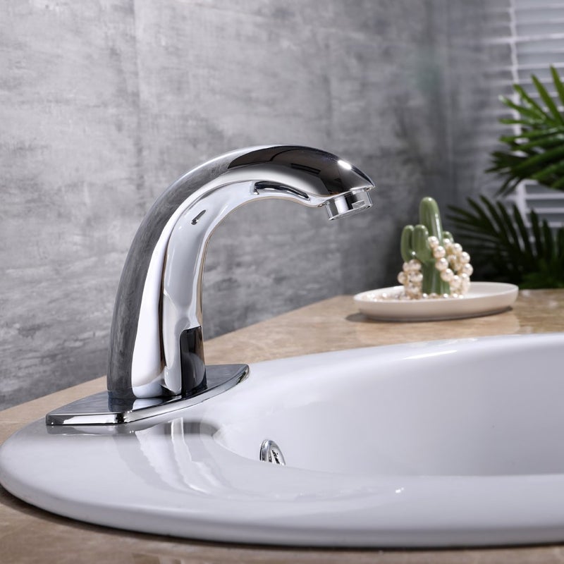Charmingwater Touchless Bathroom Sink Faucet, Motion Automatic Sensor Faucet with Hole Cover Plate, Chrome - Image 4